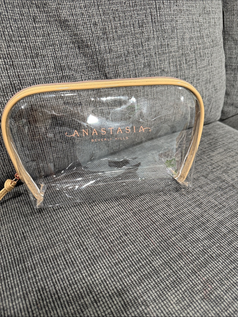 Anastasia Beverly Hills Clear Cosmetic Pouch with Beige Trim
